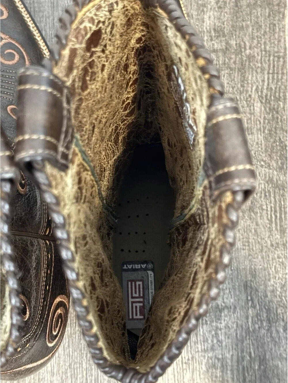 Ariat Cowgirl Boots Brown Embroidery Western Snip Toe Whipstitch Women Sz 11B